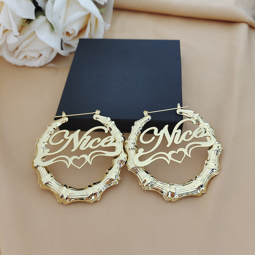 Bamboo Customized Hoop Earrings