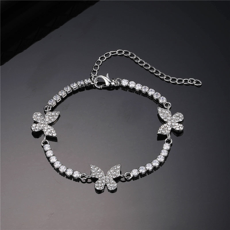 Butterfly Crystal Stones Bracelet & Anklet