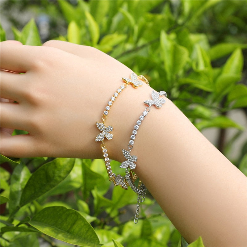 Butterfly Crystal Stones Bracelet & Anklet