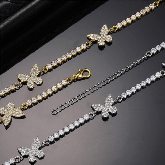 Butterfly Crystal Stones Bracelet & Anklet