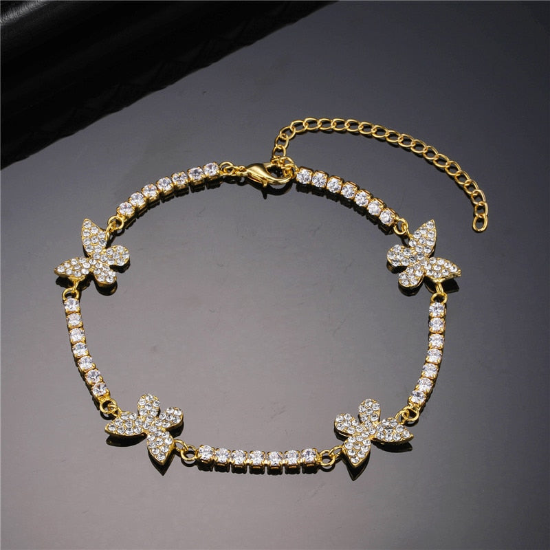 Butterfly Crystal Stones Bracelet & Anklet