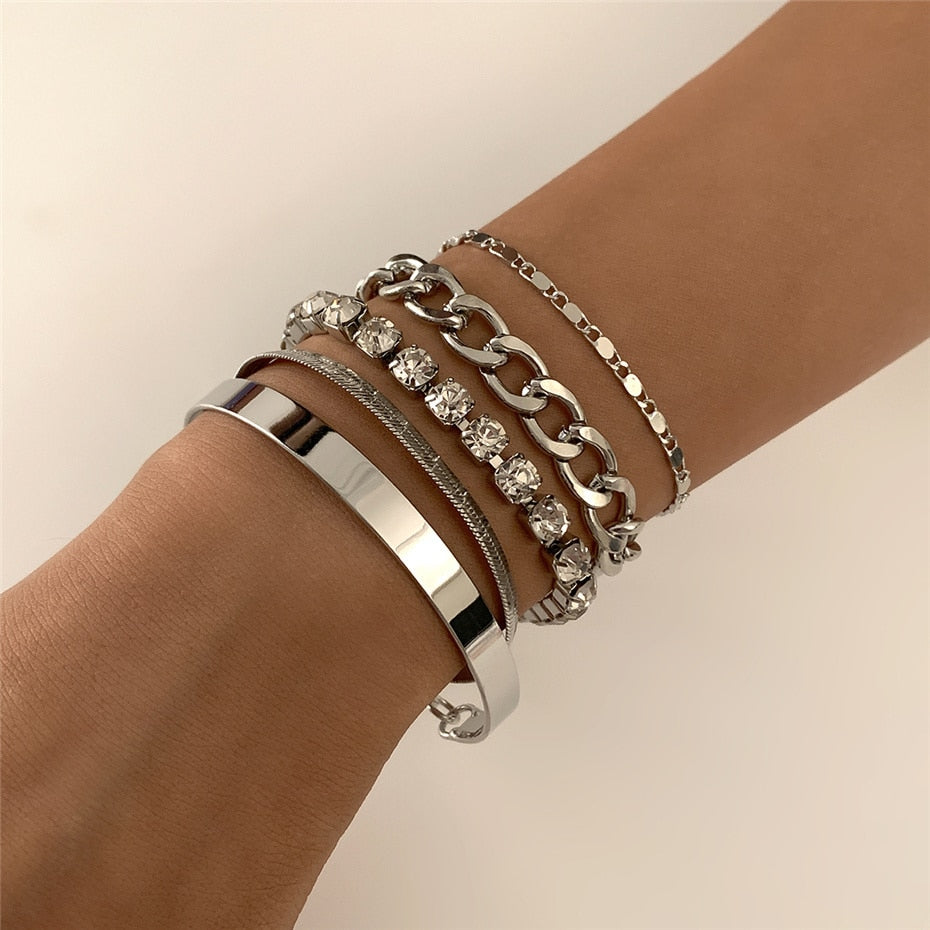 Luxury Charm Link Crystal Bracelet Set