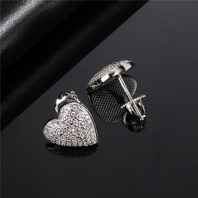 Iced Out Heart Earrings