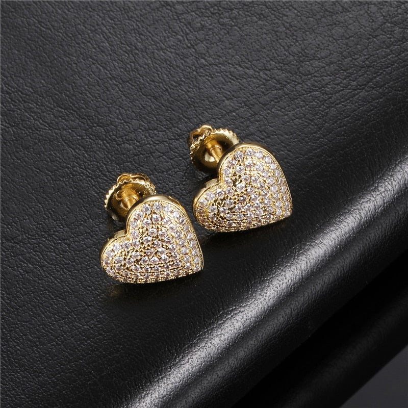 Iced Out Heart Earrings