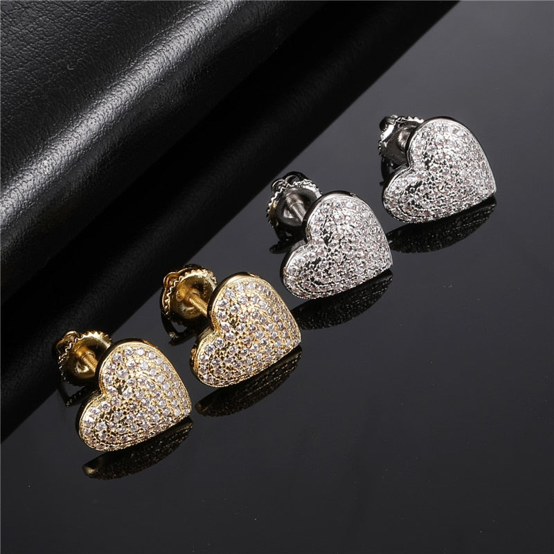 Iced Out Heart Earrings