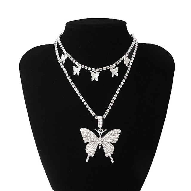 Icy Butterfly Pendant Set