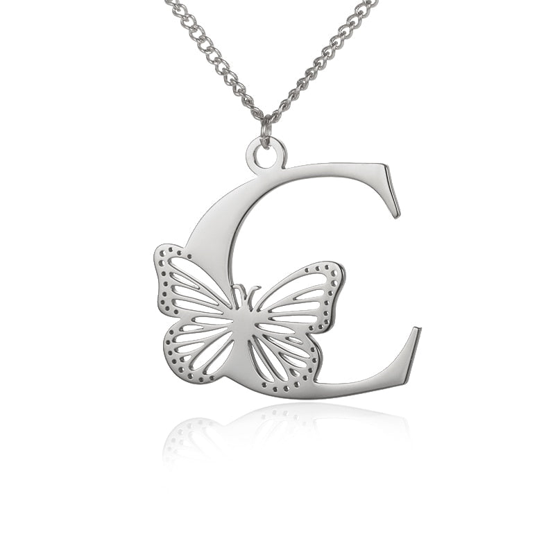 Butterfly Initial Letter Necklace