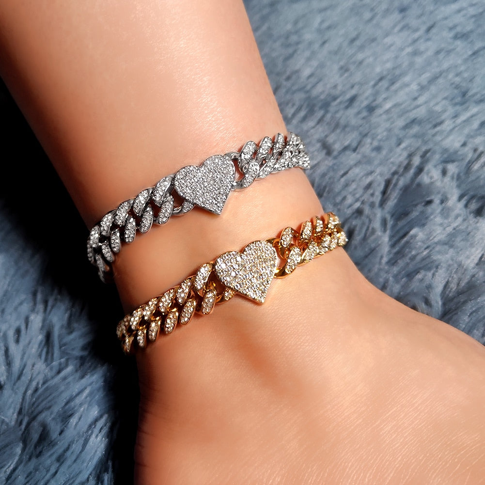 Iced Out Crystal Cuban Anklet