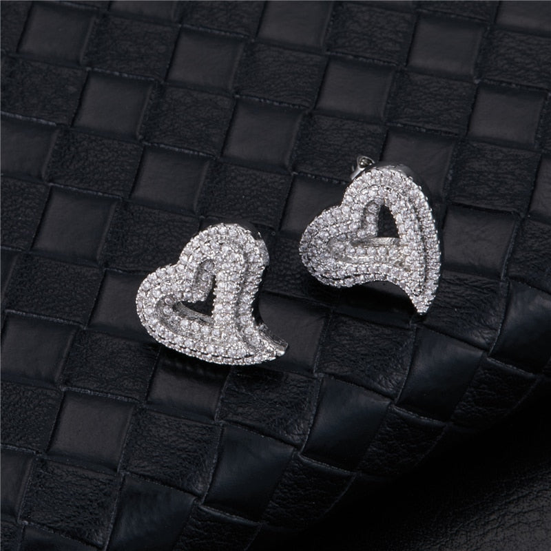 Iced Out Heart Earrings