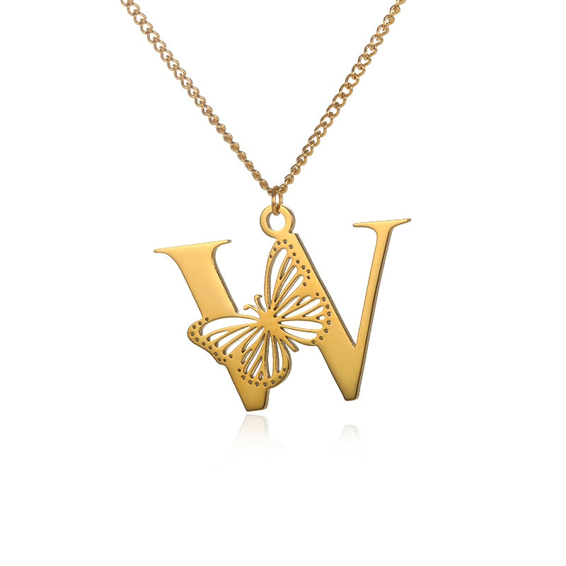 Butterfly Initial Letter Necklace