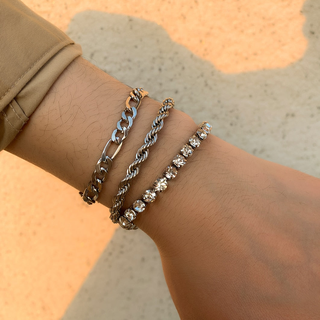 Luxury Charm Link Crystal Bracelet Set