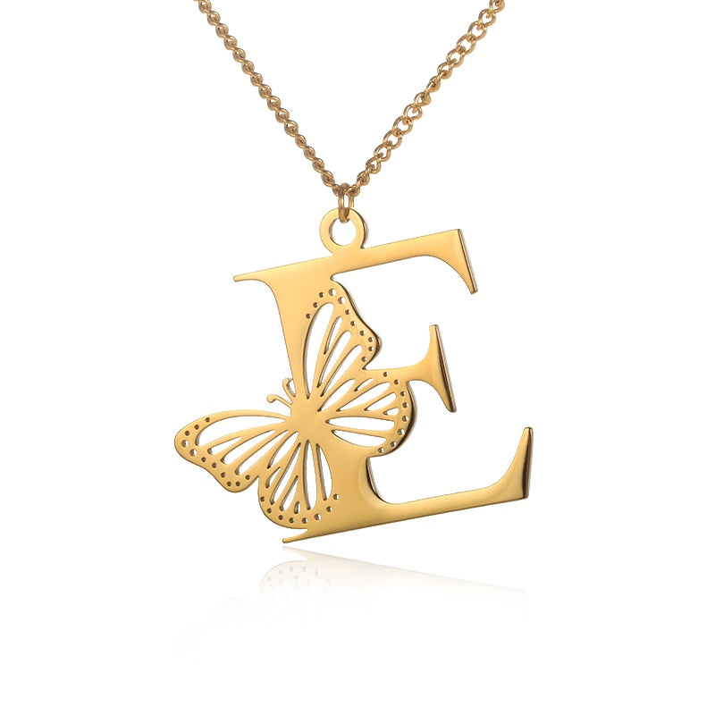 Butterfly Initial Letter Necklace