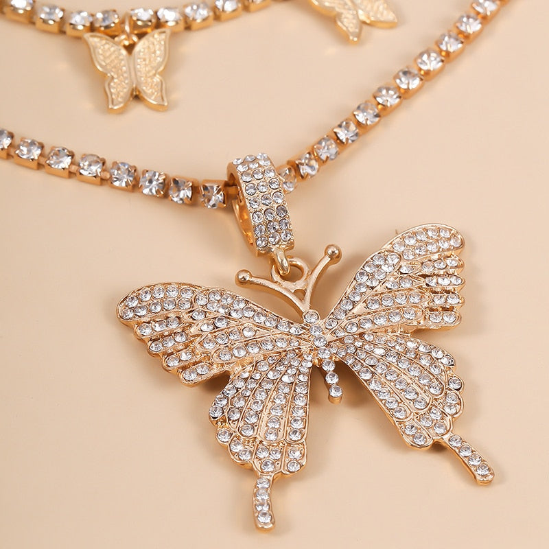 Icy Butterfly Pendant Set