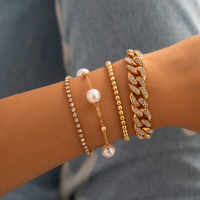 Luxury Charm Link Crystal Bracelet Set