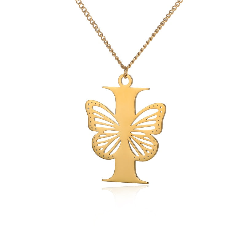 Butterfly Initial Letter Necklace