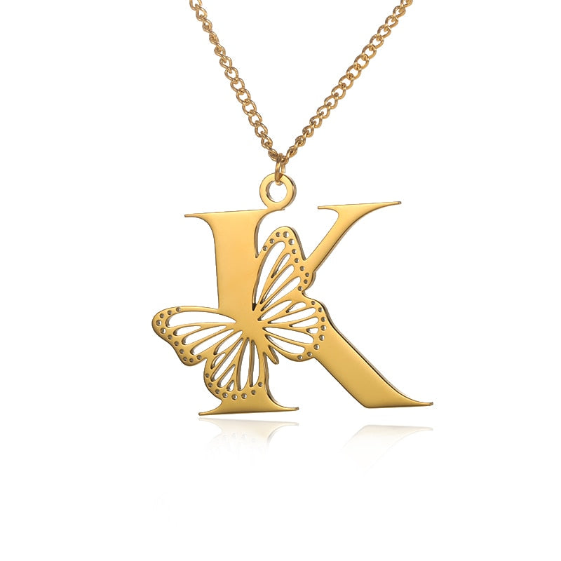 Butterfly Initial Letter Necklace