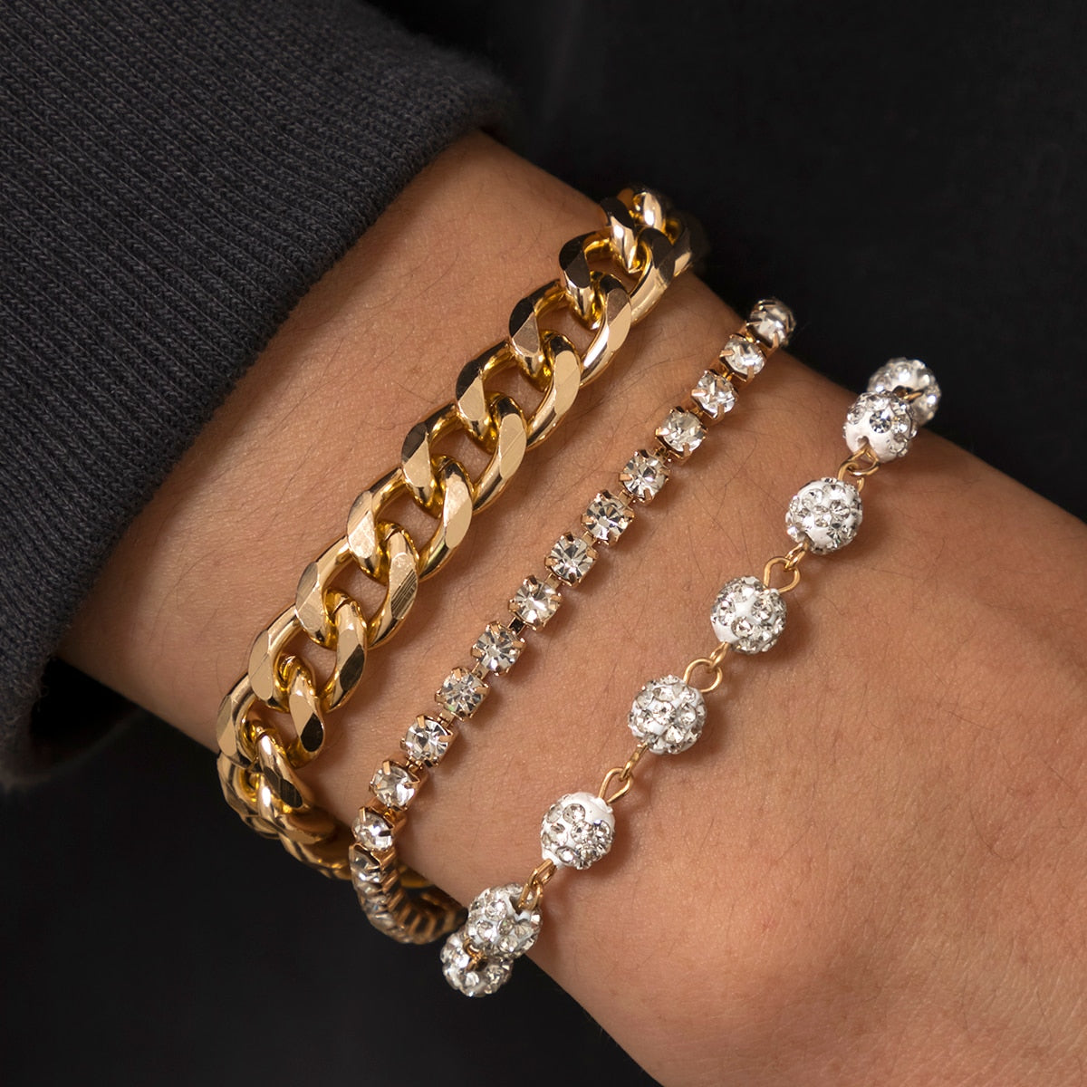 Luxury Charm Link Crystal Bracelet Set