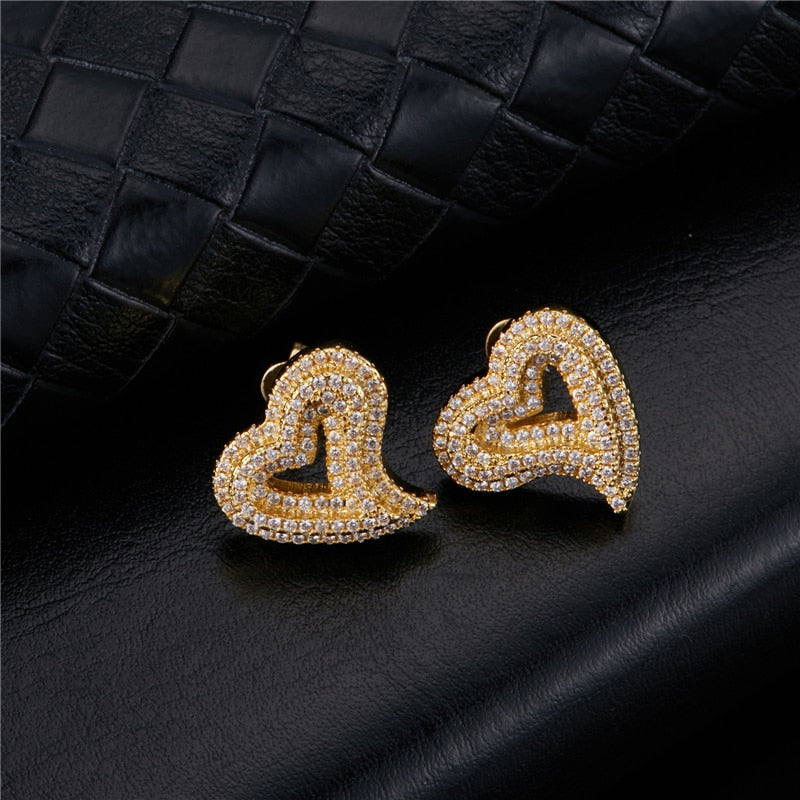 Iced Out Heart Earrings