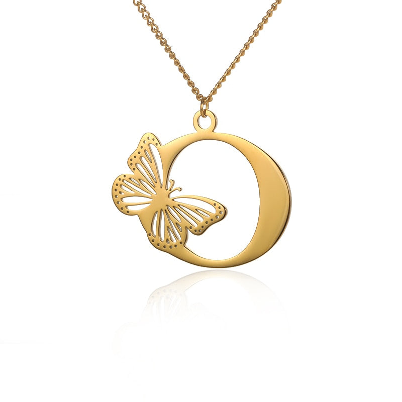 Butterfly Initial Letter Necklace