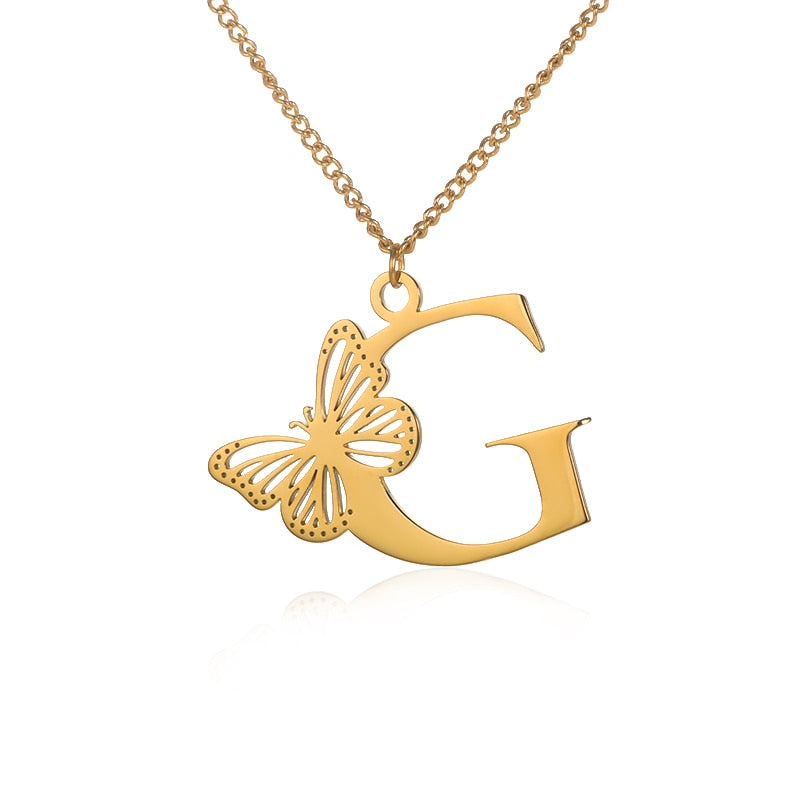 Butterfly Initial Letter Necklace