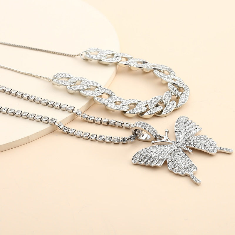 Icy Butterfly Pendant Set