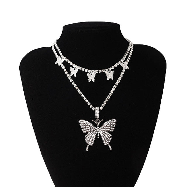 Icy Butterfly Pendant Set