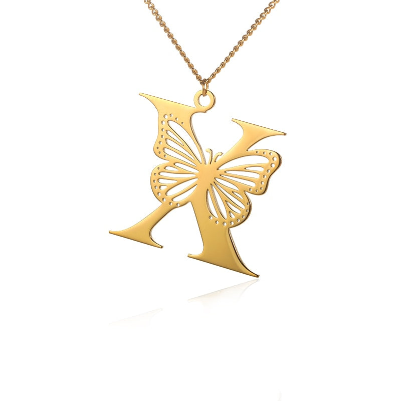 Butterfly Initial Letter Necklace