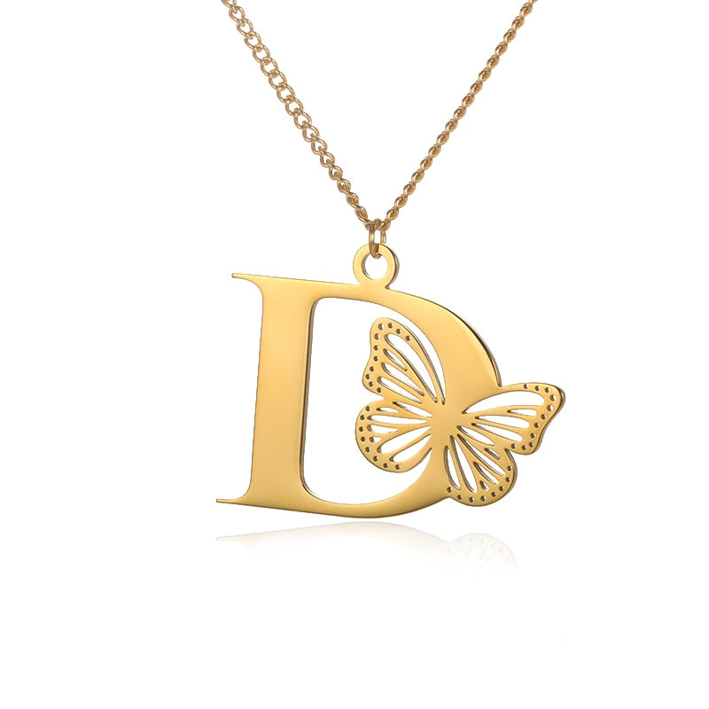 Butterfly Initial Letter Necklace