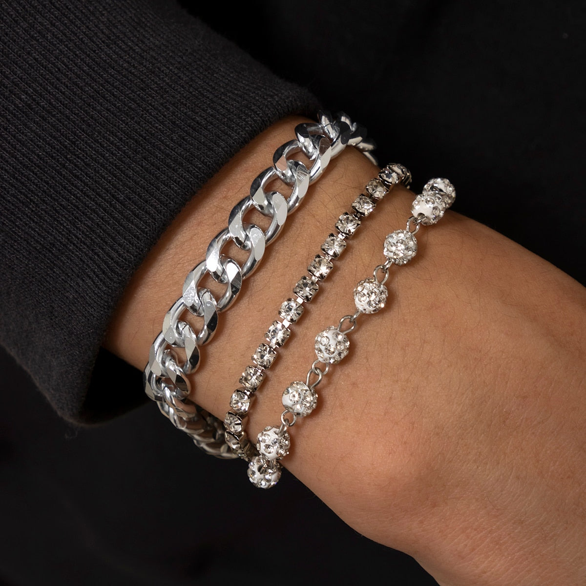 Luxury Charm Link Crystal Bracelet Set