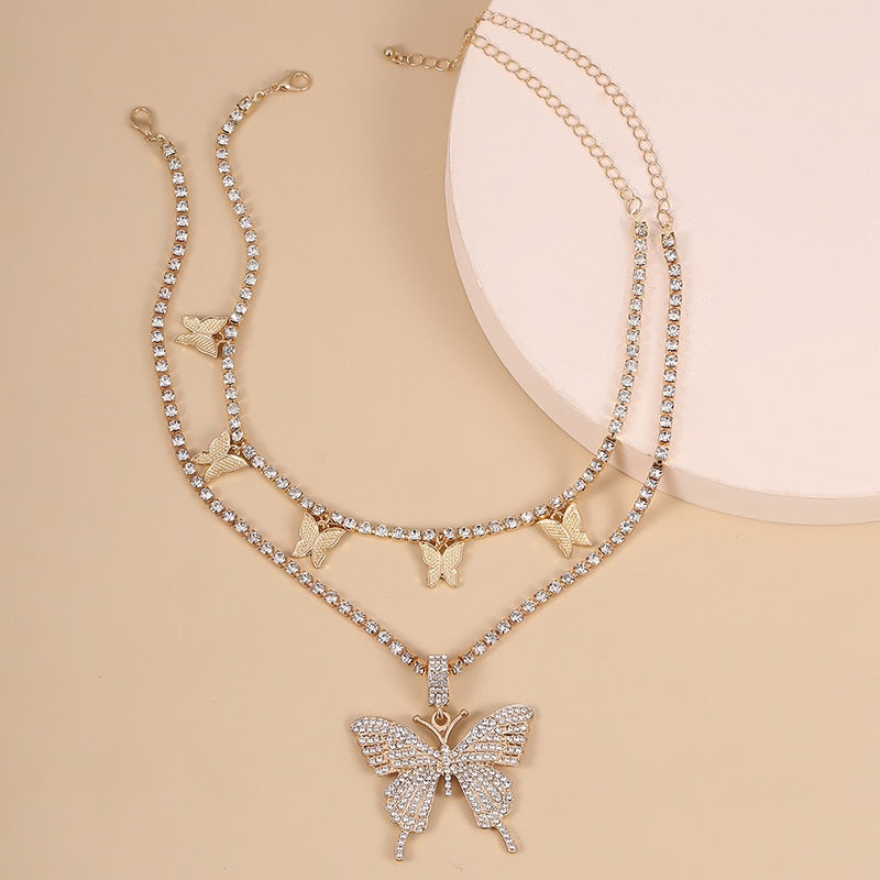 Icy Butterfly Pendant Set