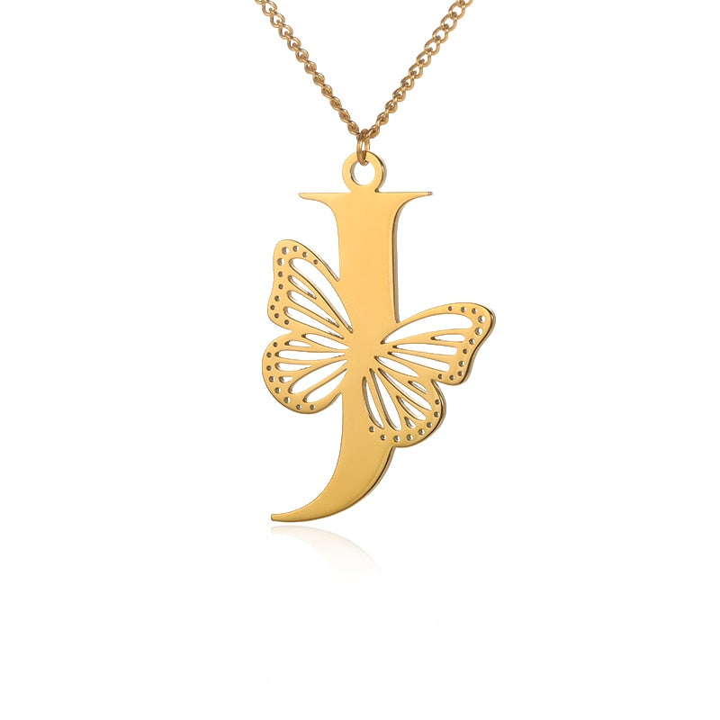 Butterfly Initial Letter Necklace