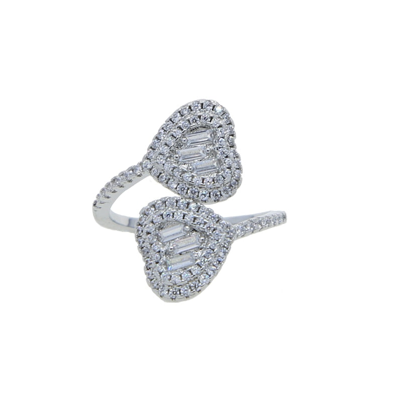 Iced Out Heart Charm Ring