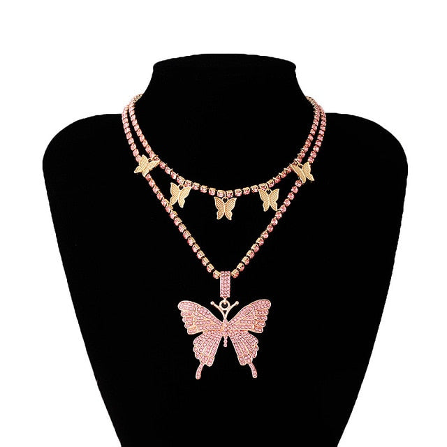 Icy Butterfly Pendant Set