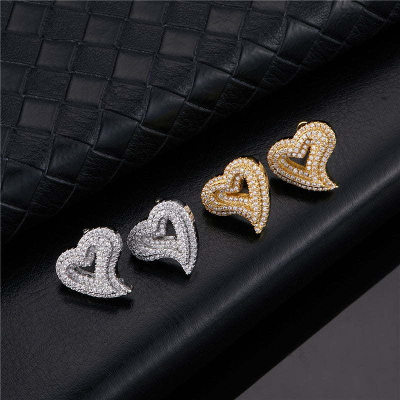 Iced Out Heart Earrings