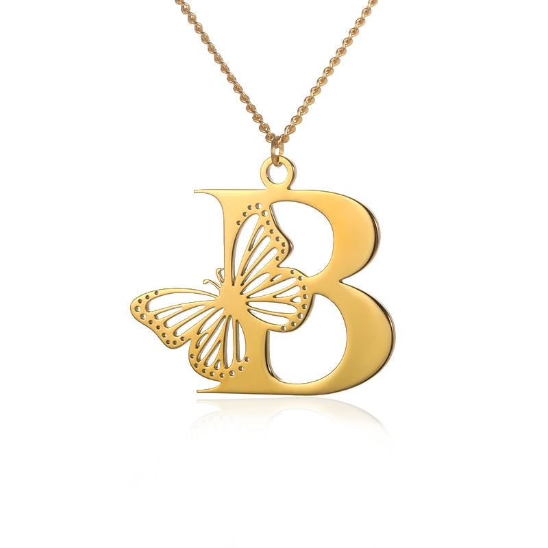 Butterfly Initial Letter Necklace