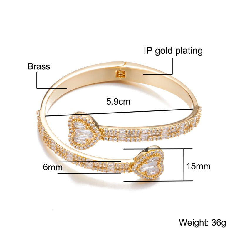 Crystal Heart Bangle Bracelet