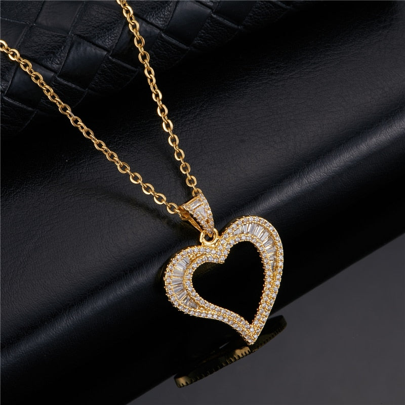 Iced Out Heart Baguette Pendant