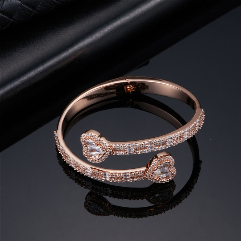 Crystal Heart Bangle Bracelet