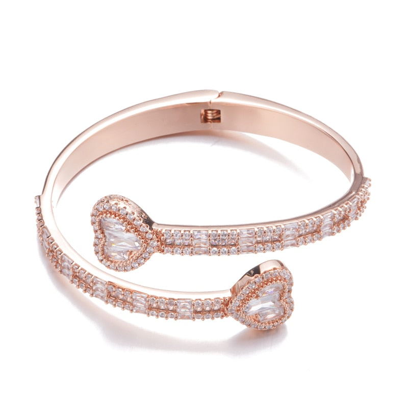 Crystal Heart Bangle Bracelet