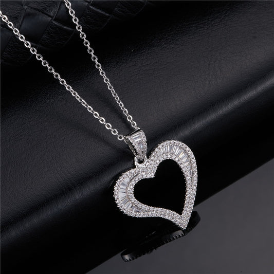 Iced Out Heart Baguette Pendant