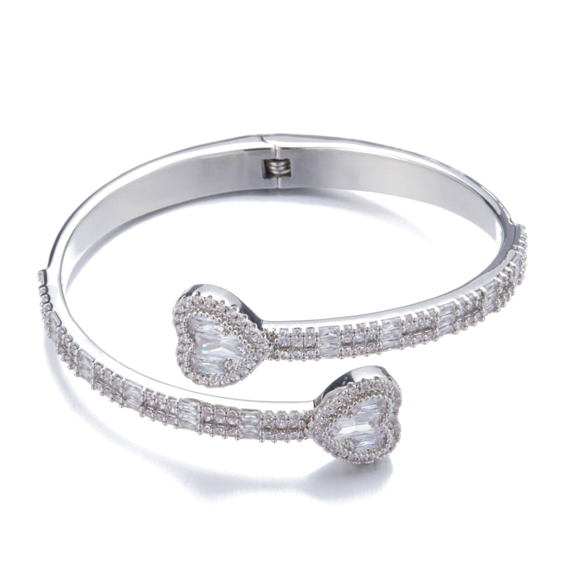 Crystal Heart Bangle Bracelet