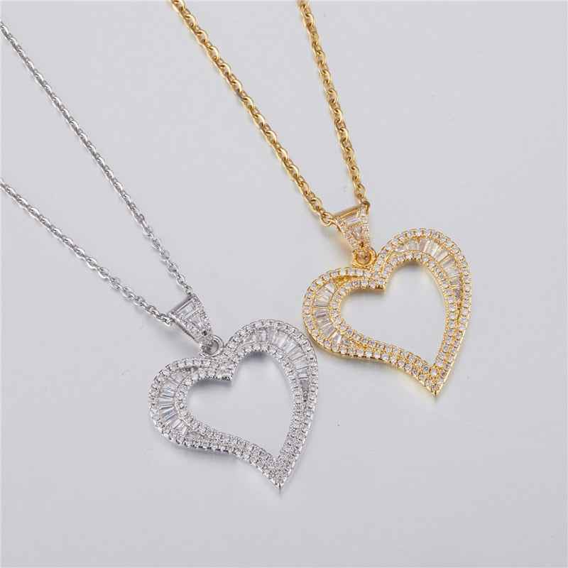 Iced Out Heart Baguette Pendant