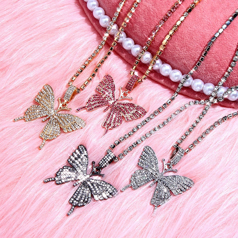 Crystal Butterfly Pendant Necklace