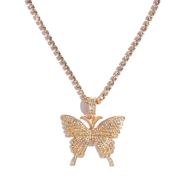 Crystal Butterfly Pendant Necklace