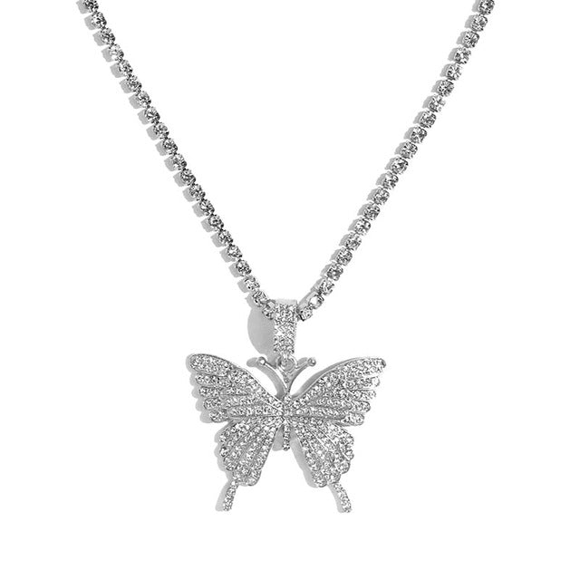 Crystal Butterfly Pendant Necklace