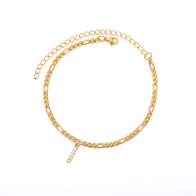 A-Z Initial Letter Cuban Link Anklet