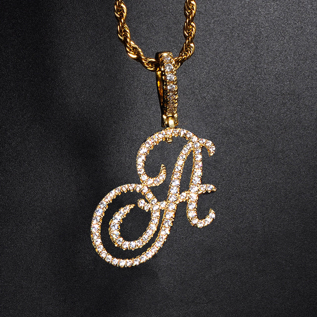 A-Z Cursive Initial Letter Pendant Necklace