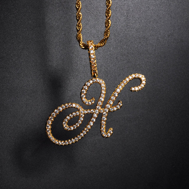 A-Z Cursive Initial Letter Pendant Necklace