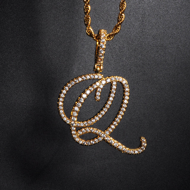 A-Z Cursive Initial Letter Pendant Necklace