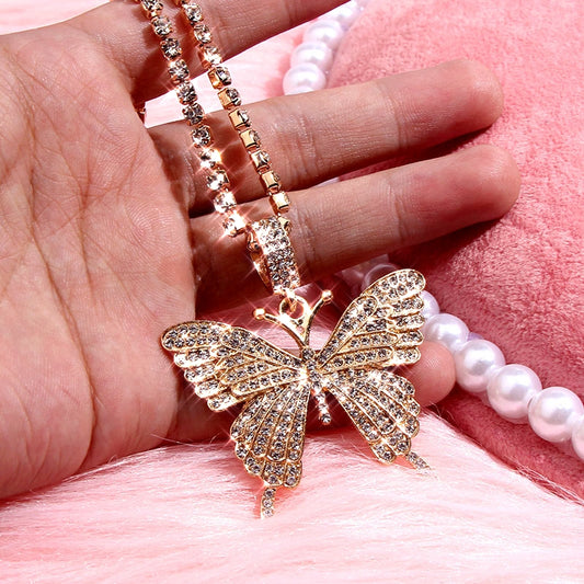 Crystal Butterfly Pendant Necklace